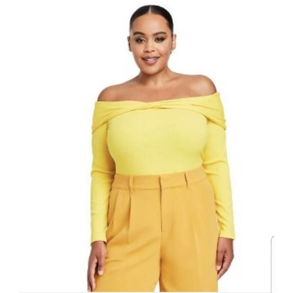 Sergio Hudson x Target SIZE 1X Women's Off Shoulders Bodysuit Yellow